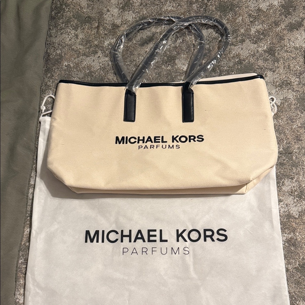 Michael Kors Cream and Black Tote Bag